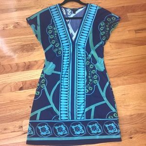 Banana Republic V-Neck Blue Pattern Dress